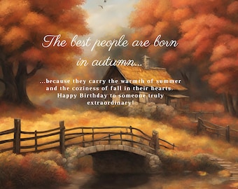 Printable Fall Happy Birthday Card ~ Autumn Leaf Digital Birthday Card ...