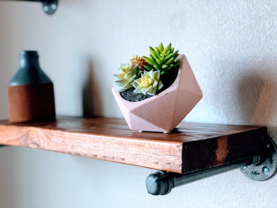 Multi Size Wood Rustic Pipe Shelves Reclaimed Wood Floating Etsy