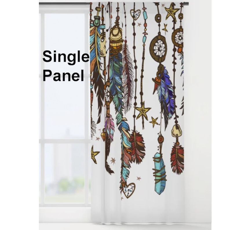 Dream Catcher Window Curtain Feather Drapery Dream Catcher Etsy