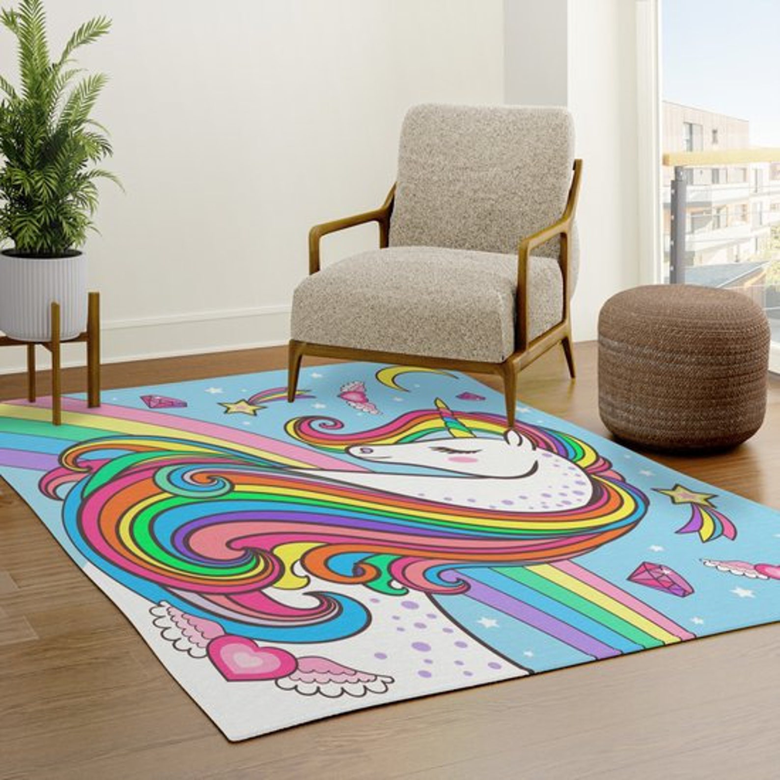 Unicorn Rug Rainbow Rug Unicorn Rug Unicorn Floor Rug Rainbow Etsy