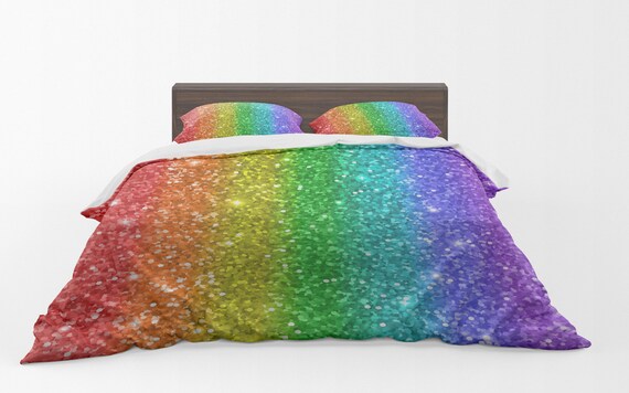 Rainbow Comforter Or Duvet Cover Girls Bedding Girly Duvet Etsy