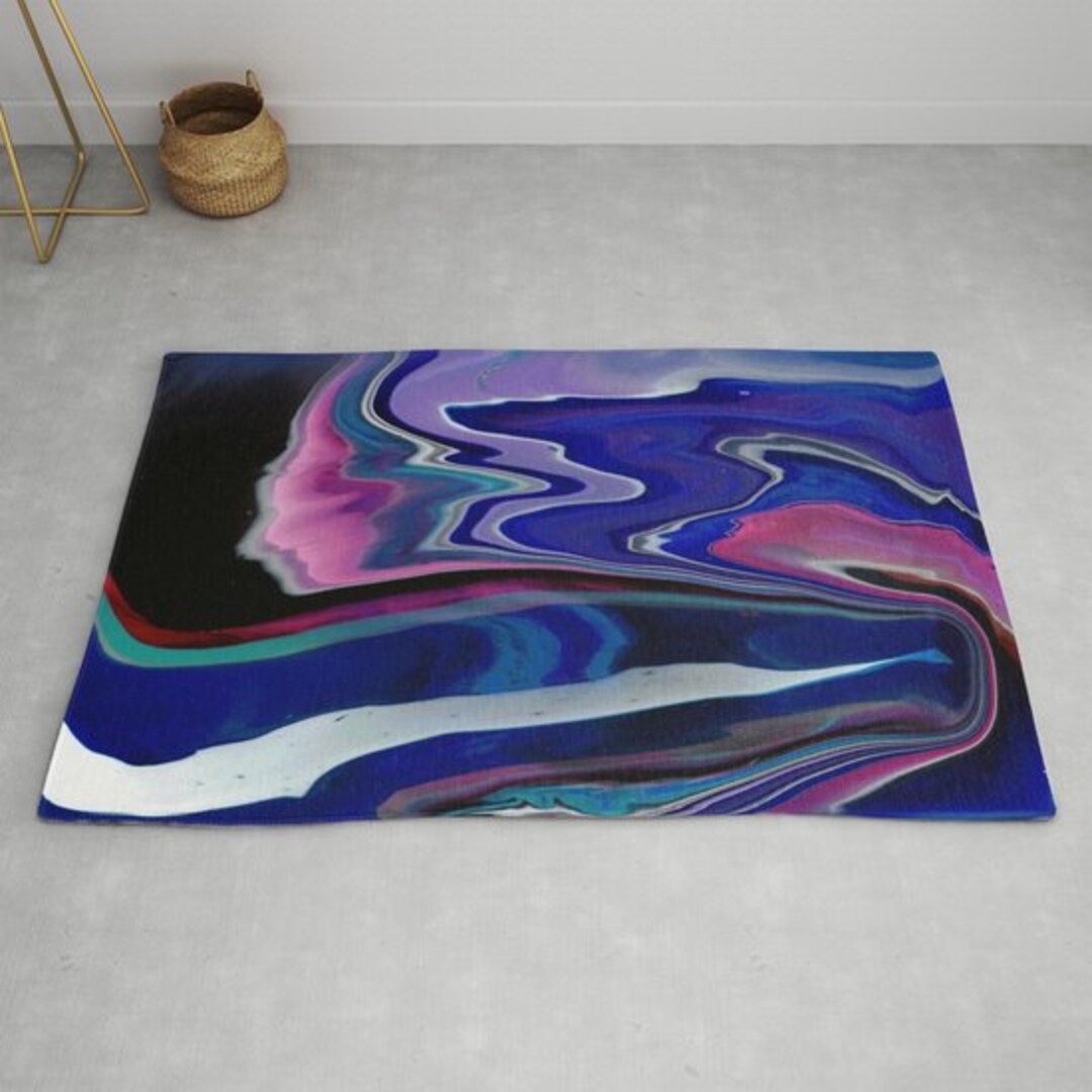 Abstract Aqua Rug Blue Abstract Art Rugs Modern Art Large Rug Wavy