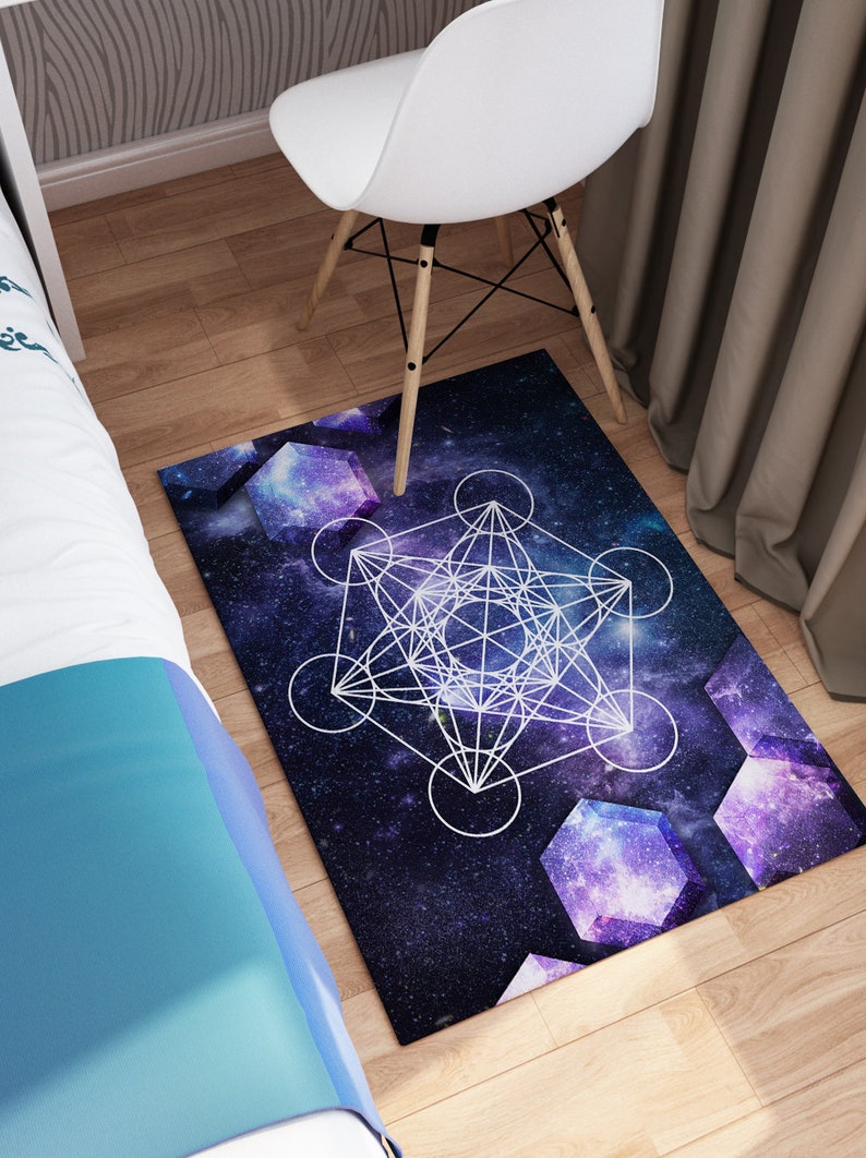 Metatron's Cube Rug Sacred Geometry Rug Galaxy Rug Blue Purple 2x3 3x5 ...