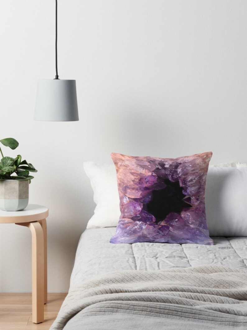 Amethyst Pillow Purple Pillows Amethyst Pillow Crystal Pillows Etsy