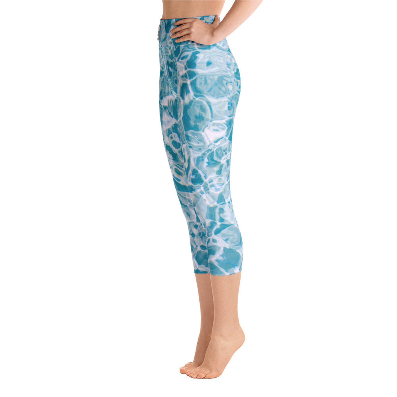 Blue Water yoga pants blue leggings capri yoga pants aqua Etsy