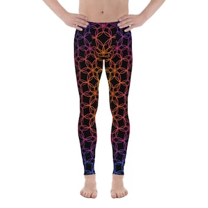 Pantaloni da yoga da uomo Arcobaleno Geometria sacra uomo Leggings da yoga legging geometrico pantaloni da yoga spirituali leggings neri pantaloni colorati spandex
