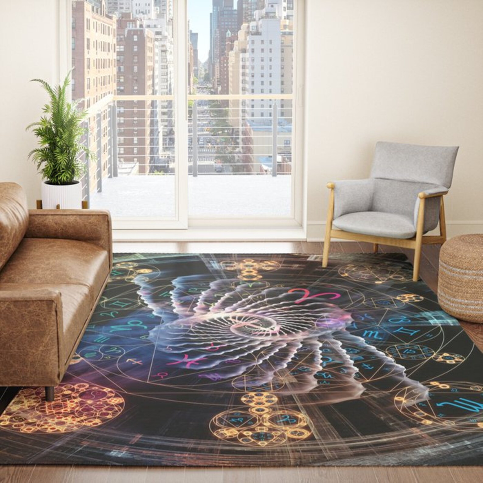 Sacred Geometry Astrology Rug Zodiac Rug Geometric Rugs 2x3 - Etsy