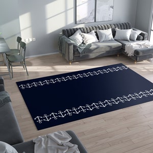 Anchor Rug Navy & White Rug nautical Rug boaters Floor Rug beach decor Rugs 3x5 4x6 5x7 Large beachy rugs blue rug tropical ocean decor