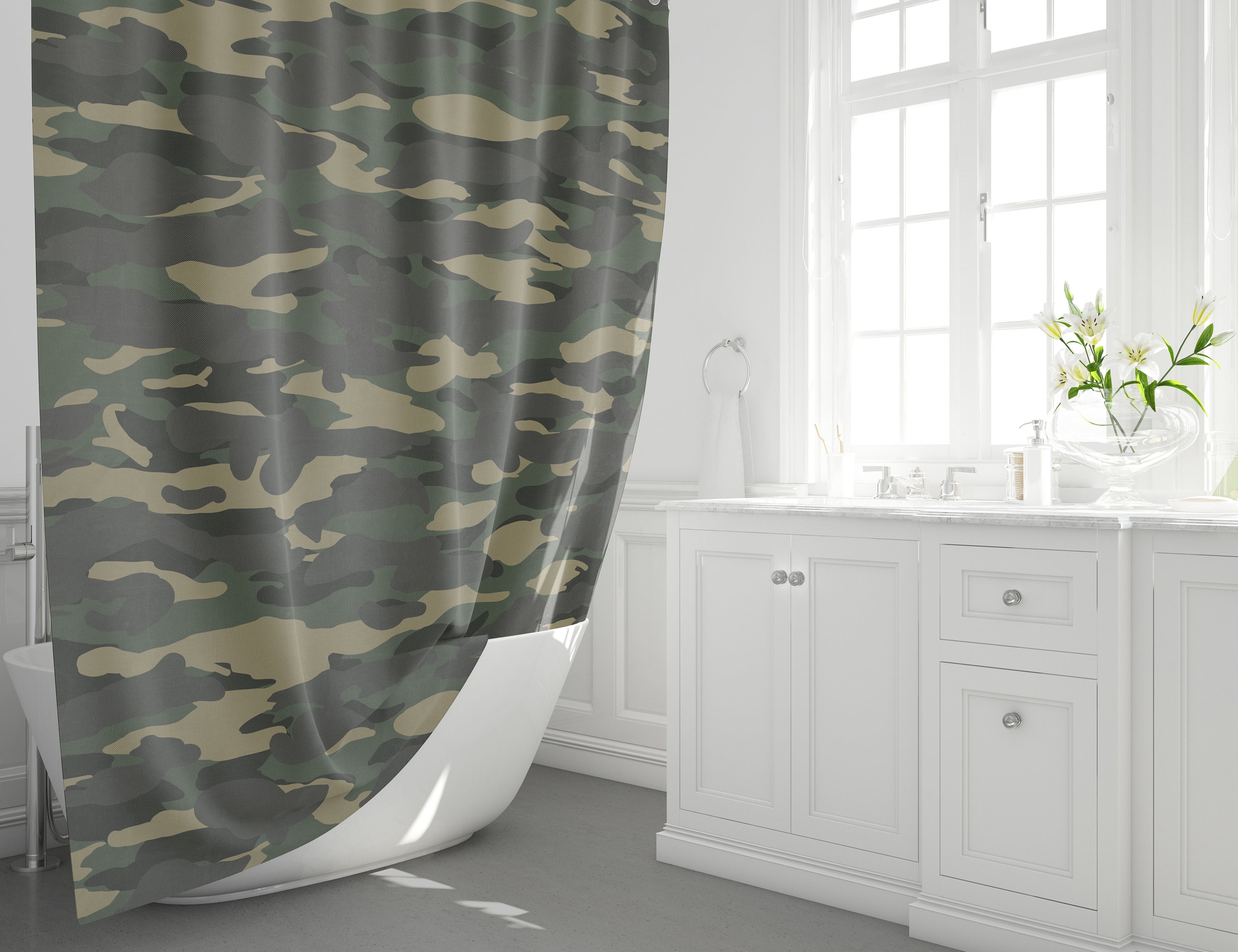 Camo Shower Curtain Camoflauge Shower Curtains Boys Shower Etsy UK