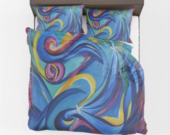 Abstract Art Duvet Cover or Comforter Artsy bedding Twin Queen King bedding blue colorful bedding abstract art duvet