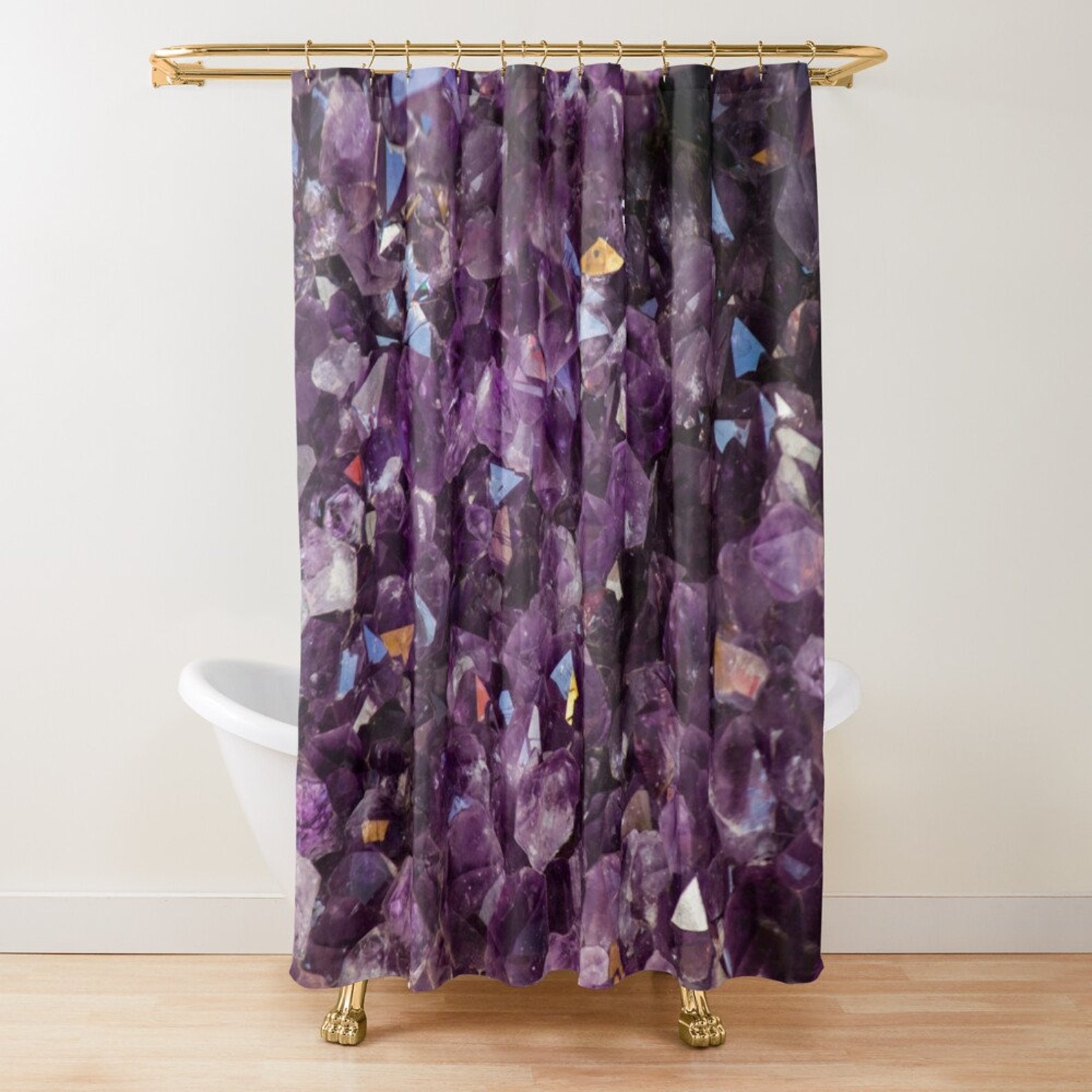 Amethyst Shower Curtain Dark Purple Shower Curtain Crystal Etsy