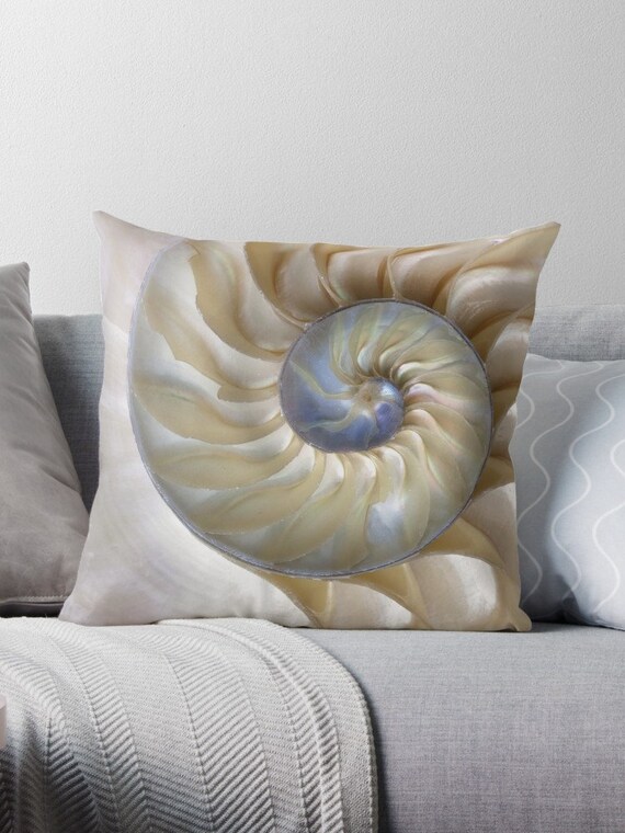 Almohada Shell Nautilus Almohada Ocean Almohadas fibonacci Almohada Beige Almohadas regalos unicos Almohadas para sofa Ocean Decor Shell Almohada Off White Etsy Mexico