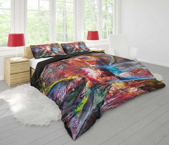 Abstract Art Duvet Cover Or Comforter Artsy Colorful Bedding Etsy