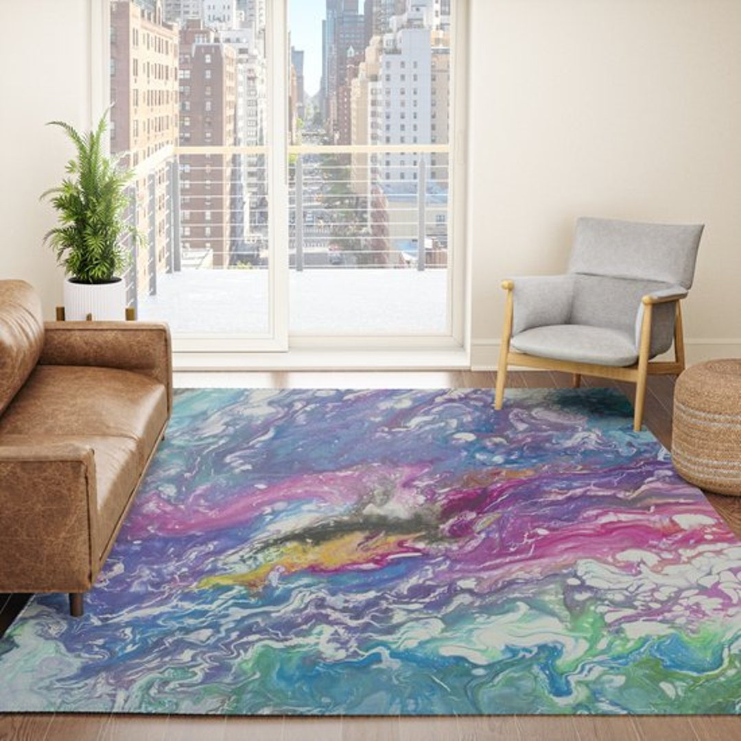 Abstract Colorful Rug Rainbow Fluid Wavy Floor Rug 3x5 4x6 5x7 - Etsy.de