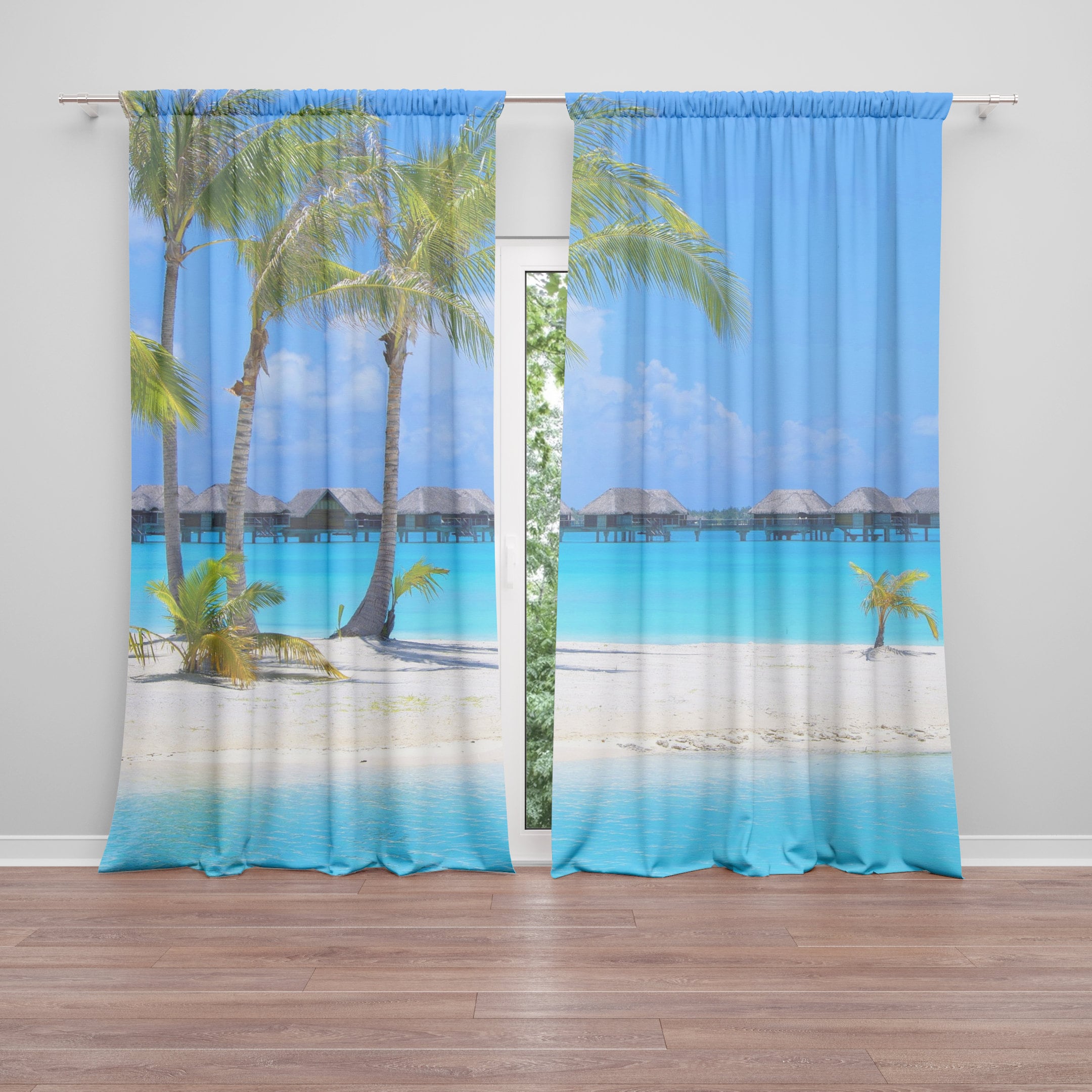 Tropical Beach Window Curtains Ocean Drapery Curtain Panels - Etsy