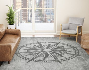 My Daily World Map Anchor Compass Area Rug 4'10 x 6'8 Living Room Bedroom Kitchen Decorative Lightweight Foam Printed Rug