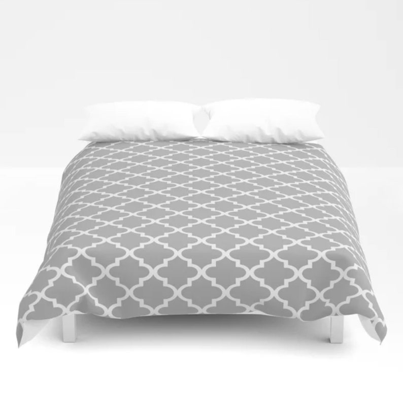 Moroccan Duvet Cover Or Comforter Gray Comforter Grey Etsy