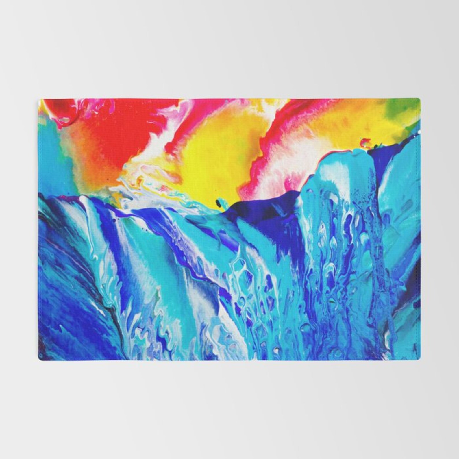 Abstract Ocean Rug Blue Yellow Rug Aqua Rug Colorful Floor Rug Etsy