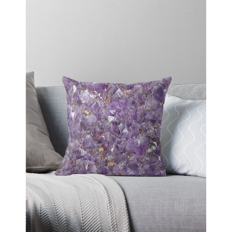 Amethyst Pillow Purple Pillows Amethyst Pillow Crystal Pillows Etsy