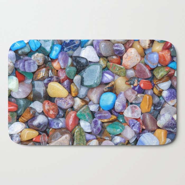 Bath Rug Cotton Non-Skid Backing Multicolor Pebble Stone - On Sale