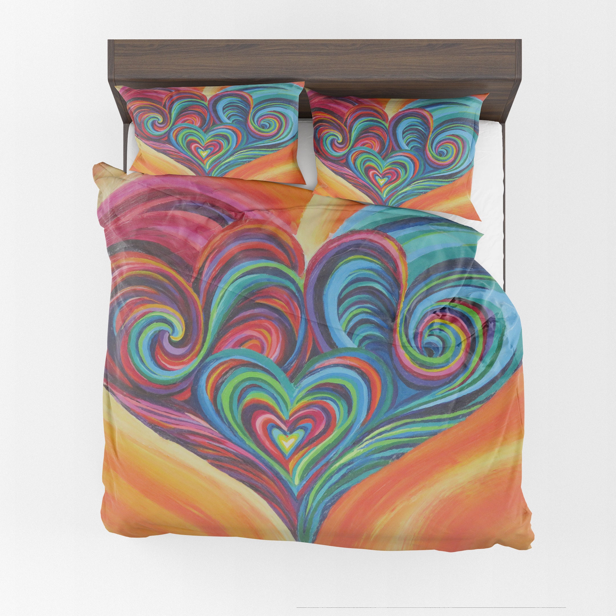 Rainbow Koala Wearing Love Heart Glasses Duvet Cover by Random