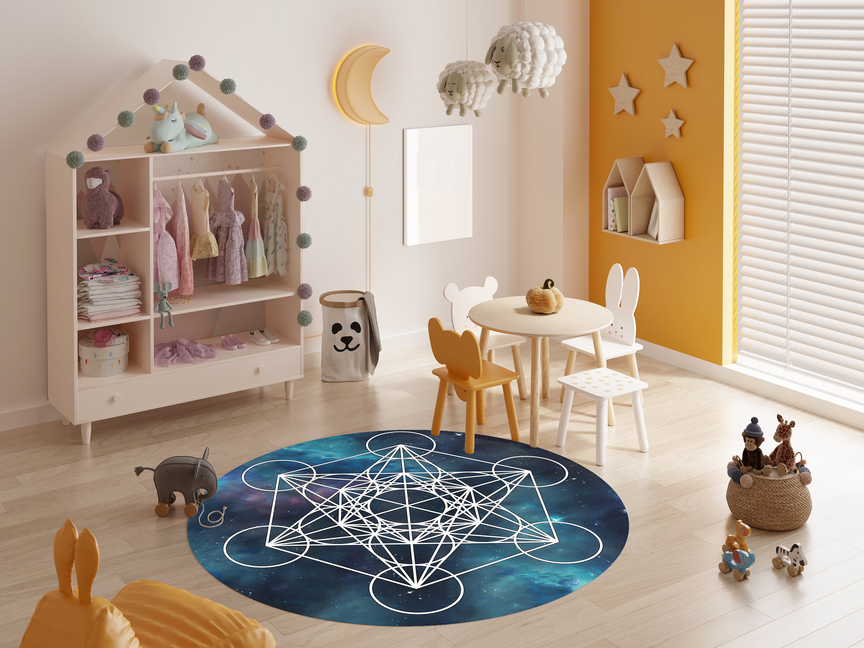 Metatron Cube Rug Metatron's Cube Round Rug: Sacred Geometry, Galaxy Design (5FT) - Etsy