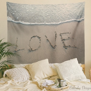 Love Beach Tapestry Ocean Tapestry Beach Tapestries Beachy Tapestries Ocean Tapestries Beachy Wall Art Love Tapestries Love Art Sand Art