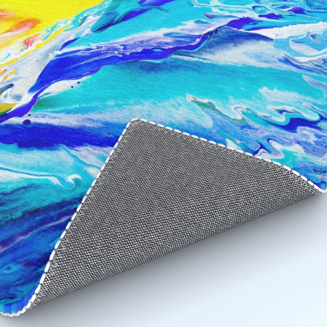 Abstract Ocean Rug Blue Yellow Rug Aqua Rug Colorful Floor Rug - Etsy