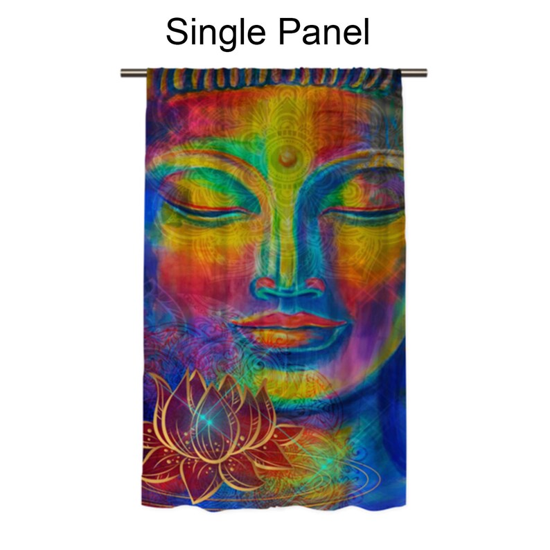 Buddha Window Curtains colorful Drapery Spiritual Curtain Panels lotus window Buddha Window Curtains colorful Drapery Spiritual Curtain Panels lotus window