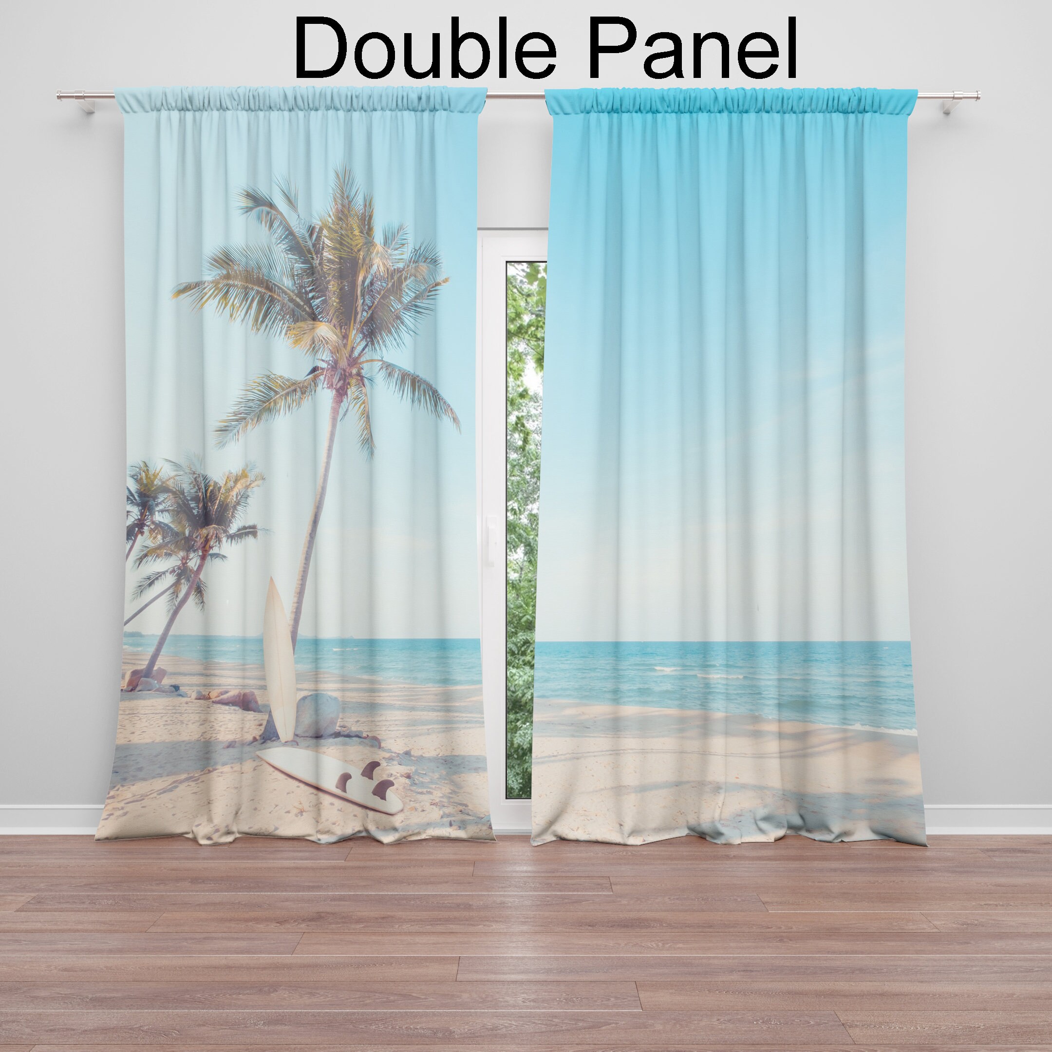 Surfboards beach Window Curtains surfer Drapery Curtain Panels | Etsy