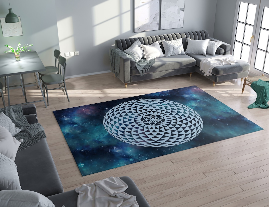 Torus Seed Sacred Geometry Rug Galaxy Rug Blue 2x3 3x5 4x6 5x7 Large ...