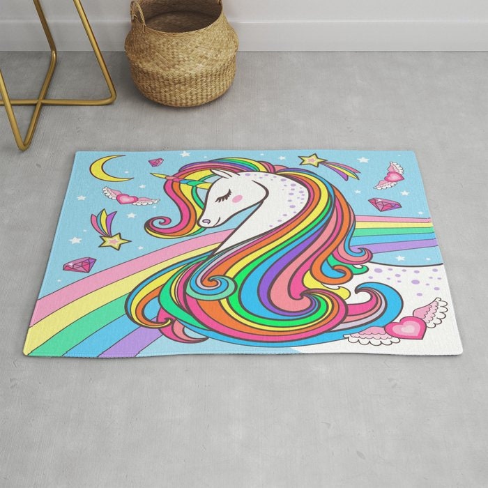 Unicorn Rug Rainbow Rug Unicorn Rug Unicorn Floor Rug Rainbow Etsy
