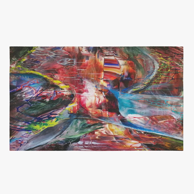 Abstract Art Area Rug Colorful Rugs Psychedelic Psychadelic Red Artwork Unique Gifts Large Round Soft Vibrant