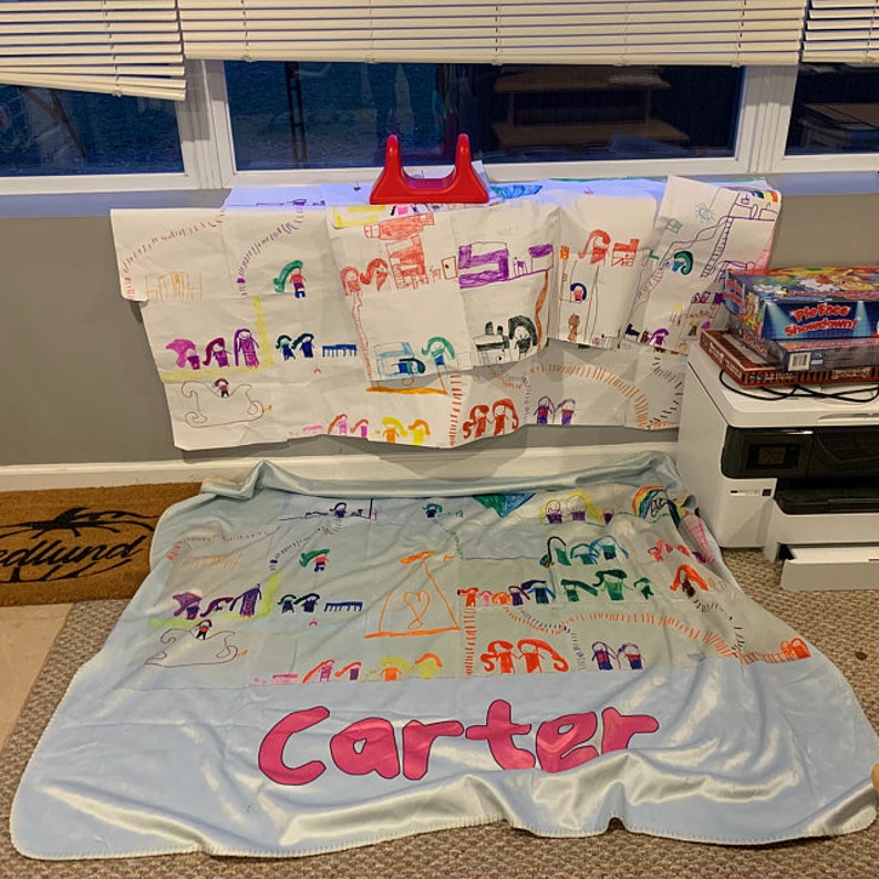 Custom Kids Drawing Blanket Kids Drawing Blanket Childrens Etsy