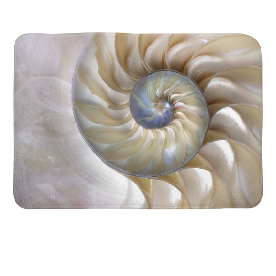 Nautilus Shell Bath Mat Bathroom Ocean Decor Beige Bath Mats Etsy