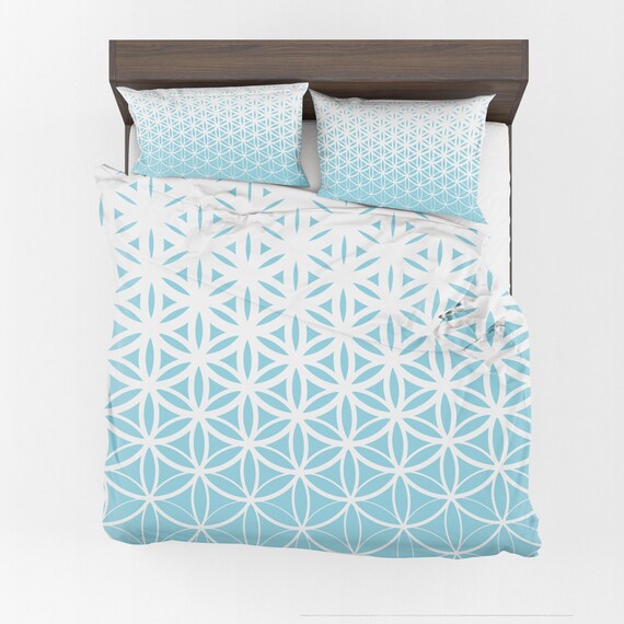 Blue Sacred Geometry Comforter Or Duvet Cover Light Blue Etsy