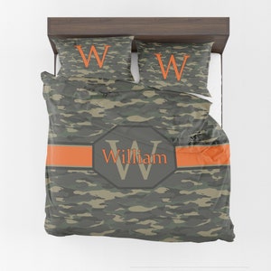 Custom Camo Comforter or Duvet Cover monogram bedding personalized camouflage comforter camo duvet boys bedding kids duvet comforter