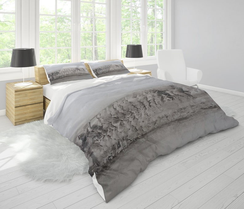 Gray Peace Duvet Cover Or Comforter Artsy Bedding Twin Queen Etsy