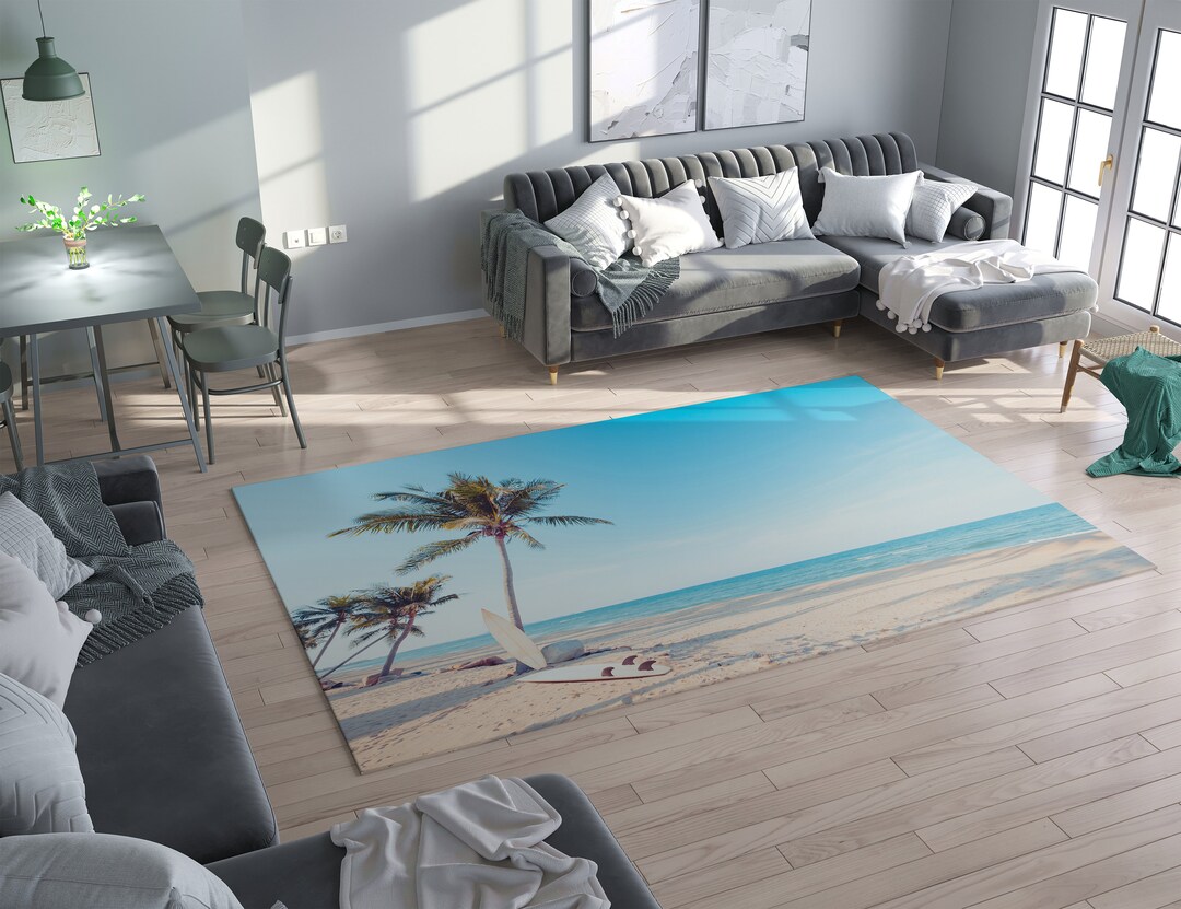 Beach Surfboards Rug Beige Rug Ocean Rug Beachy Floor Rug 2x3 3x5 4x6 ...