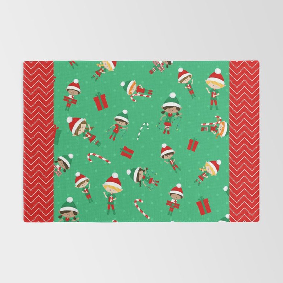 Christmas Elves Rug Elf Green Red Xmas Rug Christmas Rug Christmas ...