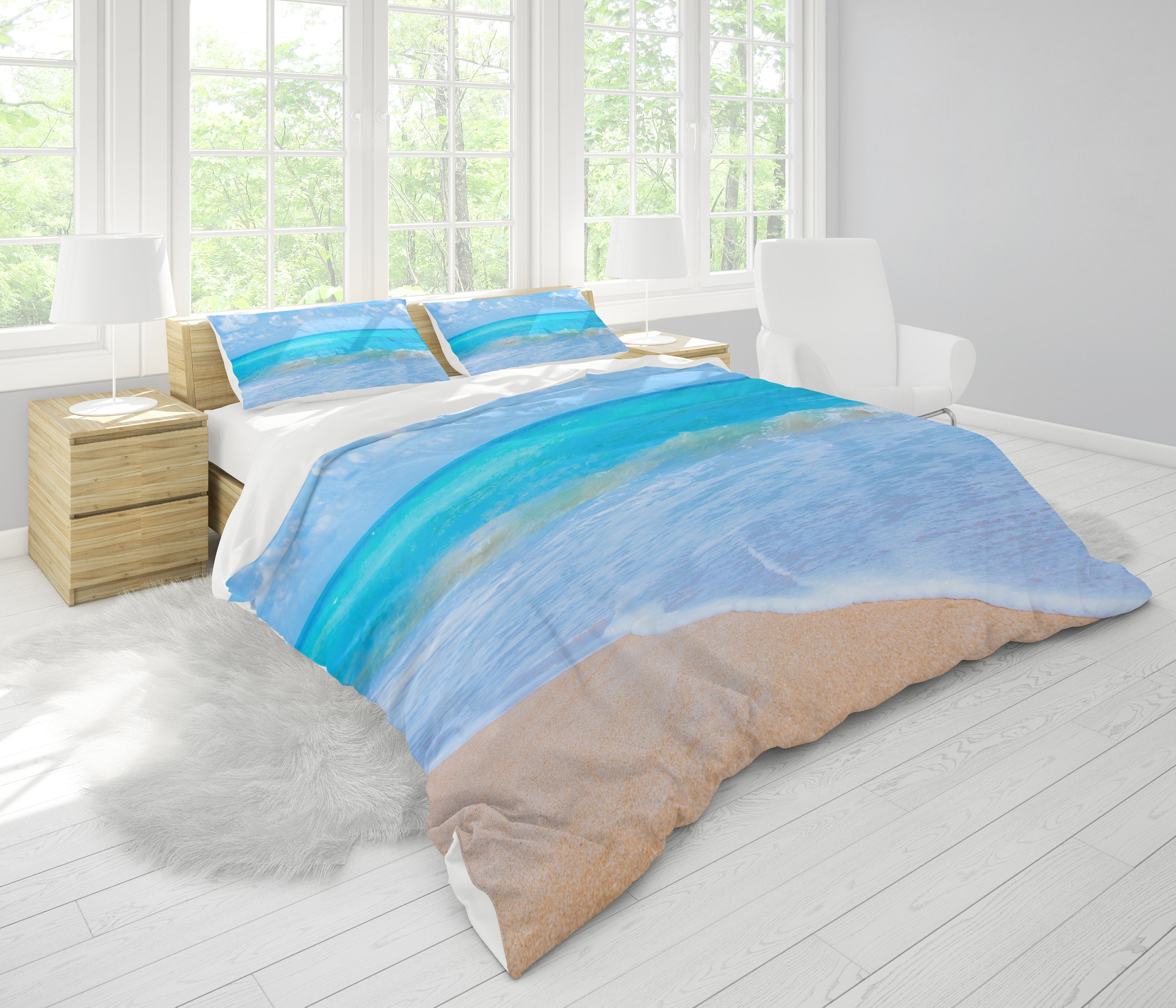 Beach Comforter Or Duvet Cover Beach Bedding Beachy Bedding Etsy