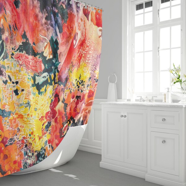 Coral Shower Curtain Etsy