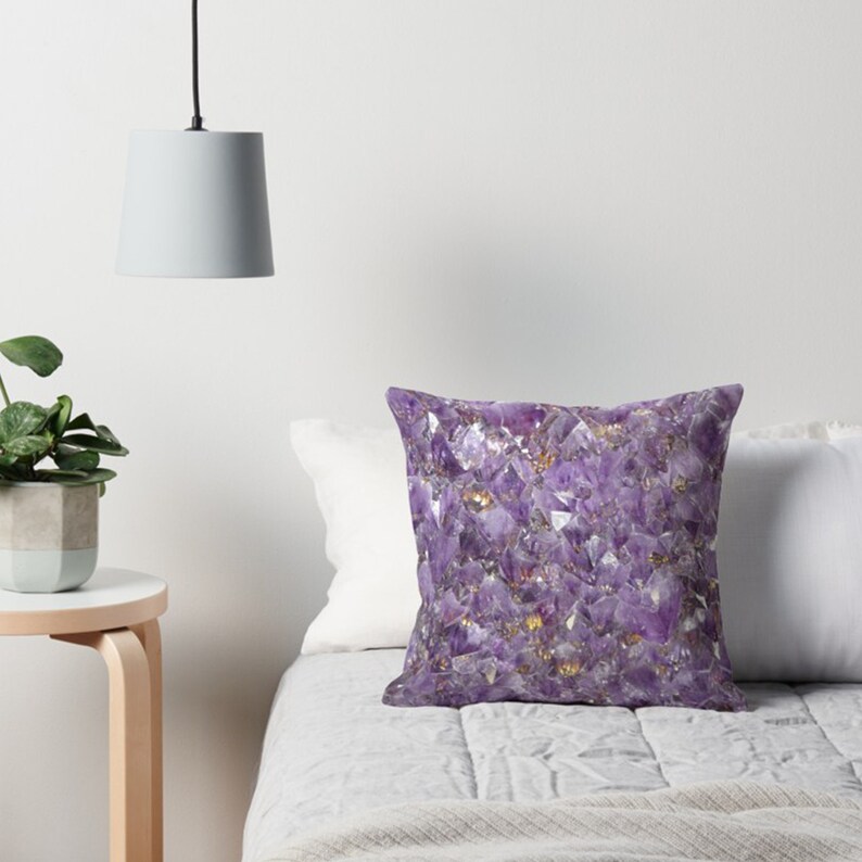 Amethyst Pillow Purple Pillows Amethyst Pillow Crystal Pillows Etsy