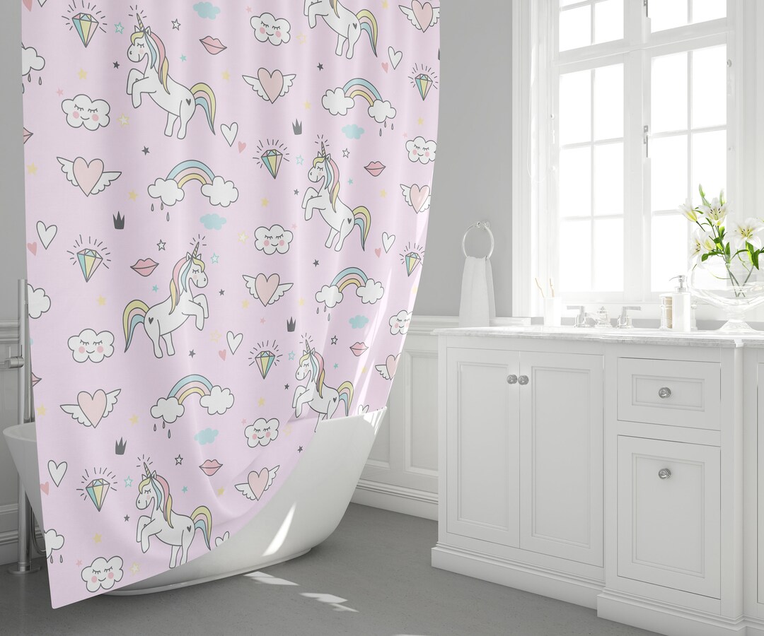 Unicorn Shower Curtain Girly Shower Curtains Unicorns Shower Curtain