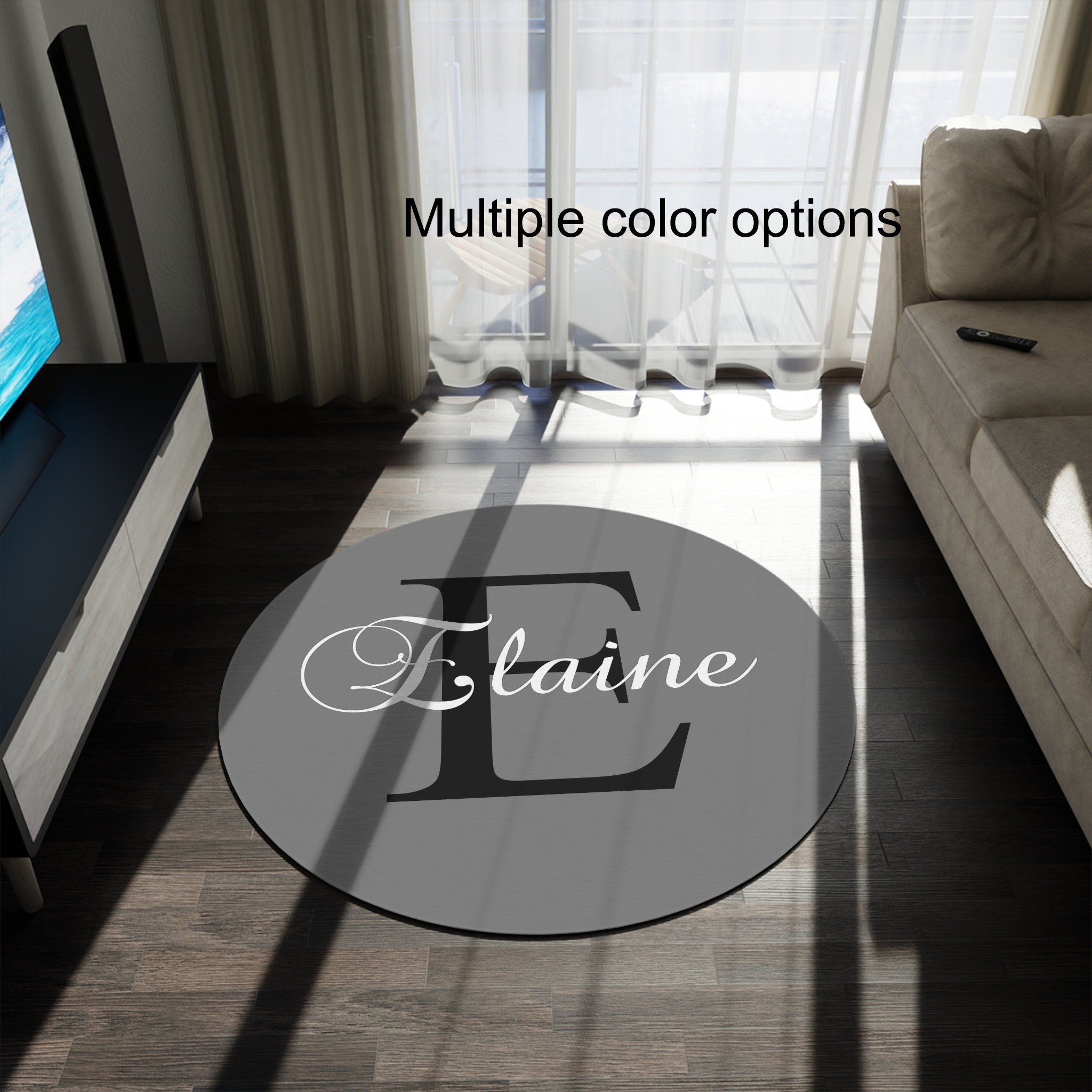 Custom Monogram Round Rug 5ft Letter Personalised Rug Name Personalized ...