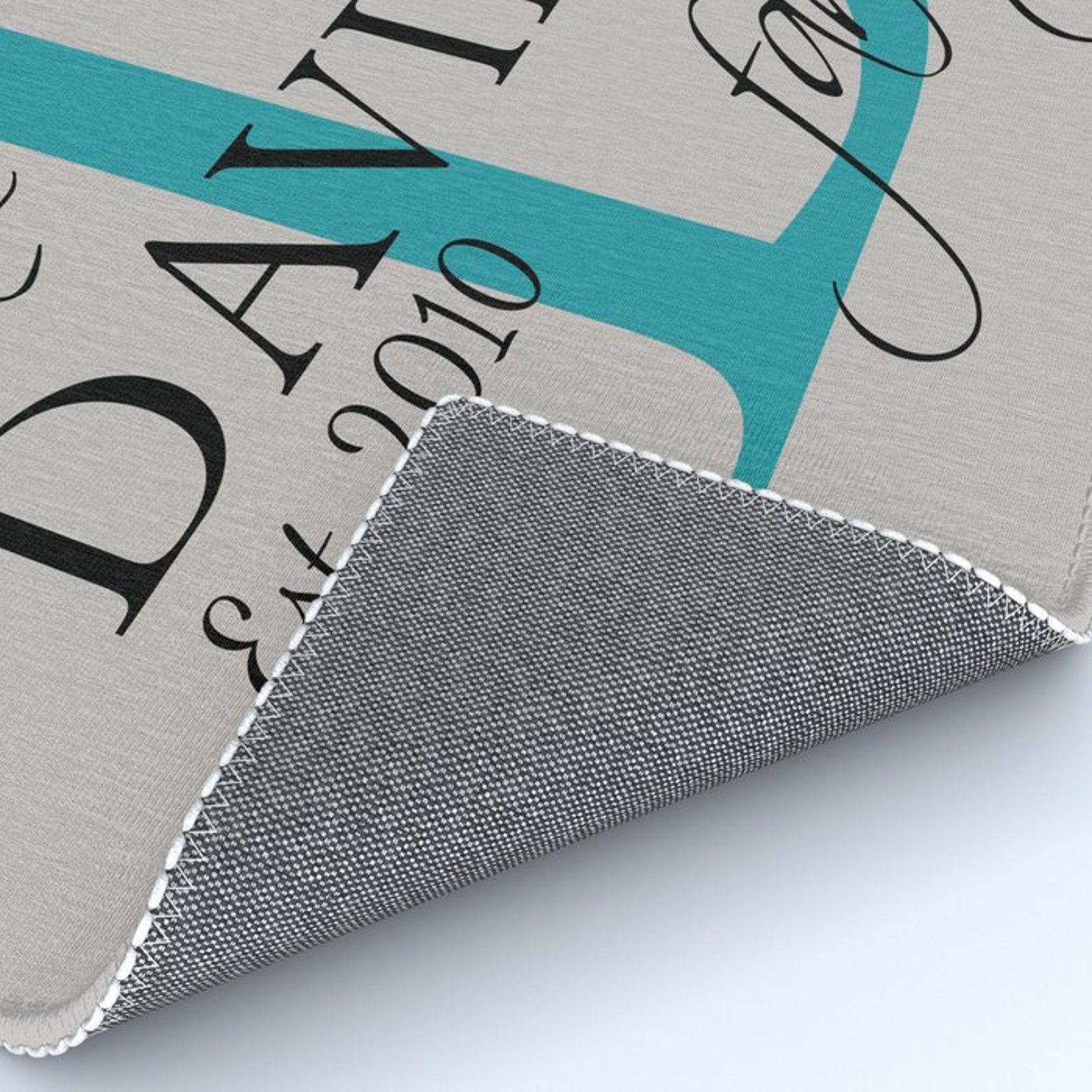 Custom Name Rug Monogram Rug Blue Floor Rug Gray Customized Etsy