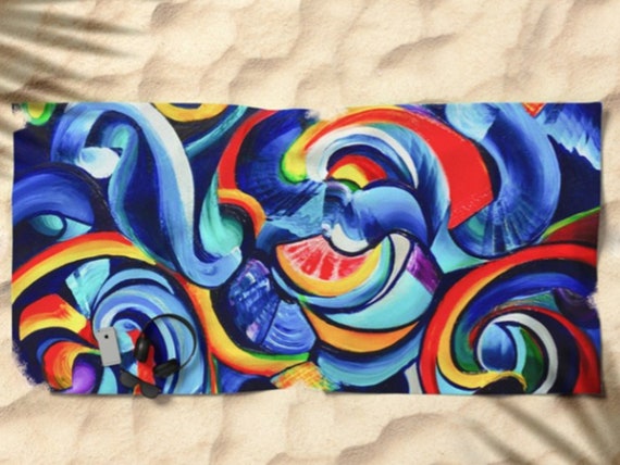 kast Aardappelen Verlating Kleurrijke Extra Grote strandlaken abstracte kunst strandlaken - Etsy  Nederland