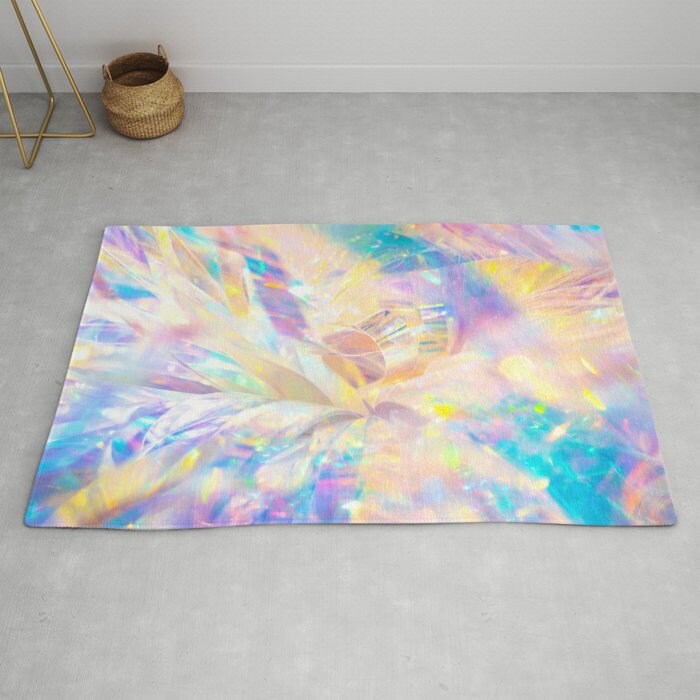Musesh 2 Pieces Soft Kitchen Rugs,Holographic Background Light Reflection  Rainbow Colors Pattern Magical Marbling Iridescent Effect Washable Long Kitchen  Mat Set 17X48+17X24 Rugs for Kitchen Floor 