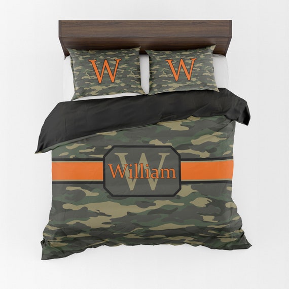 Custom Camo Comforter Or Duvet Cover Monogram Bedding Etsy