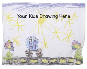 Custom Kids Drawing Blanket kids drawing blanket childrens drawings gift for mom or dad custom kid drawing blankets custom gift from kids